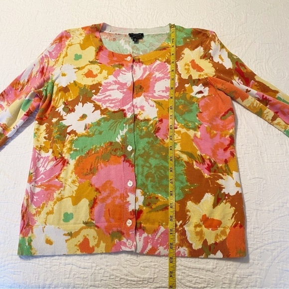 Talbots Watercolor Button Front Pima Cotton Cardigan - Medium - Picture 8 of 9